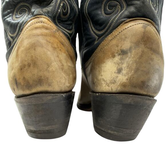 LARRY MAHAN Boots Men Size 9 Vintage George Strait Texas 2 tone Western Cowboy - Picture 3 of 12